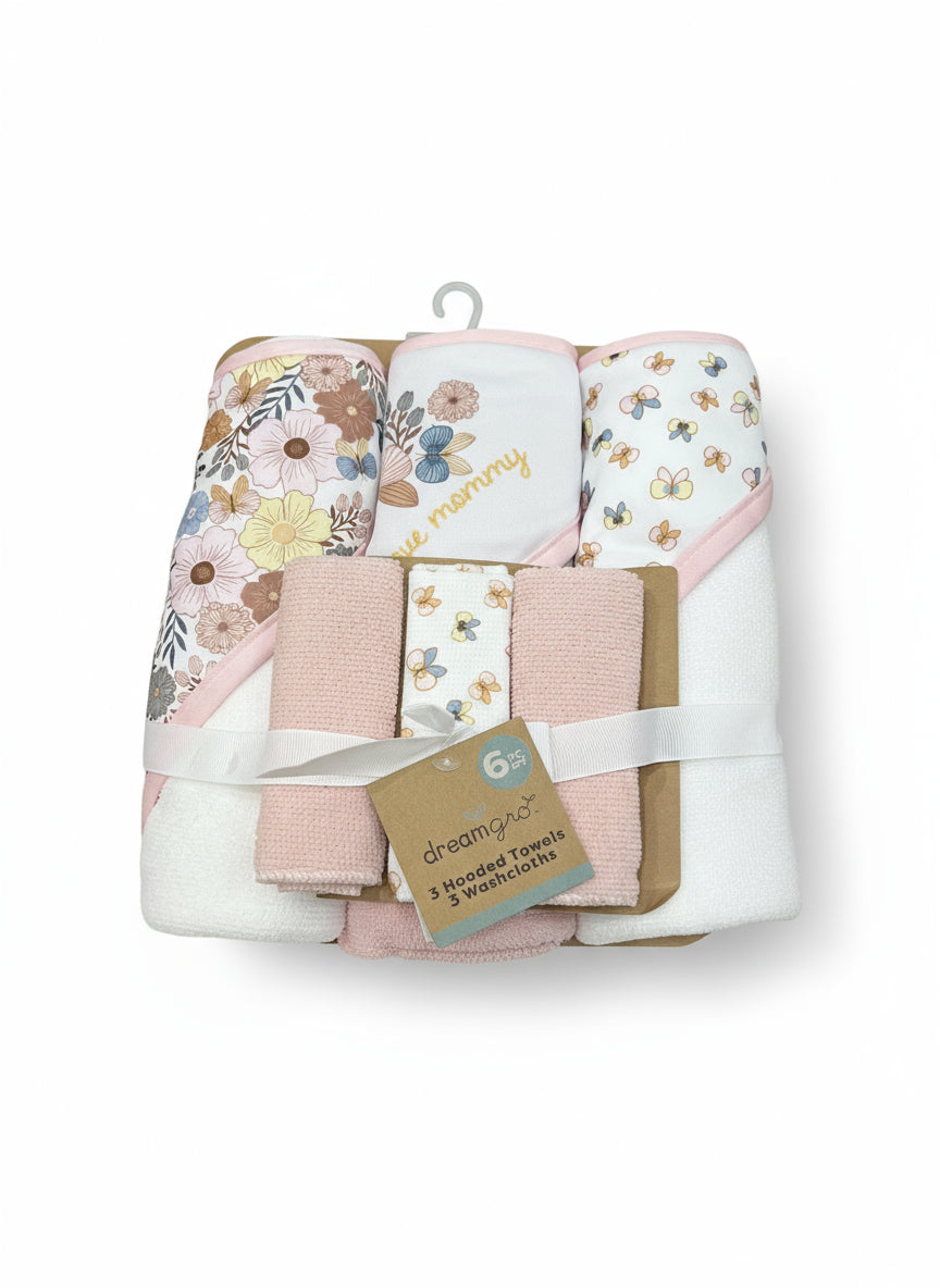 6 Piece Hooded Towel & Washcloth Set