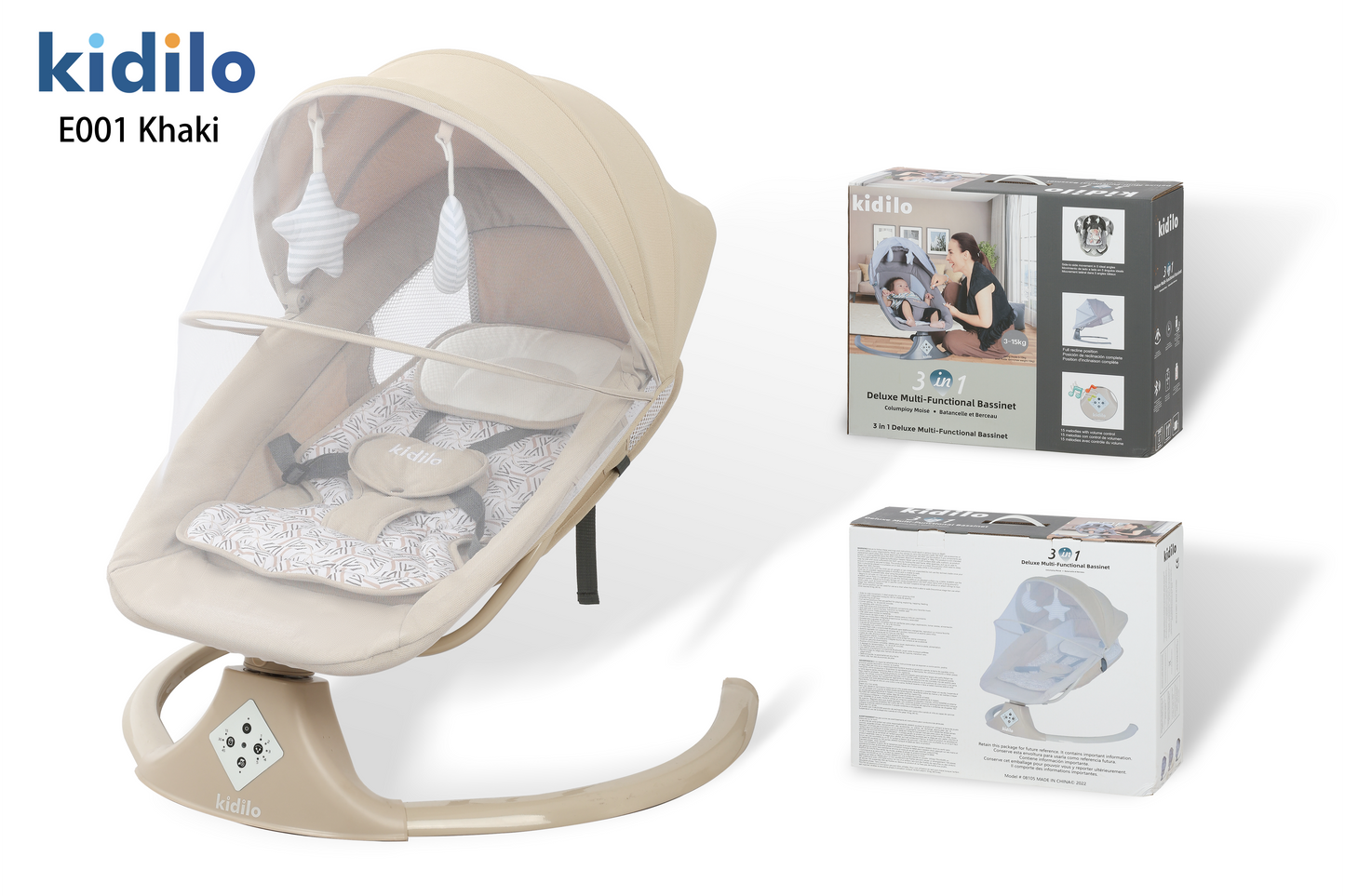 Kidilo 3 in 1 Deluxe Multi Functional Bassinet