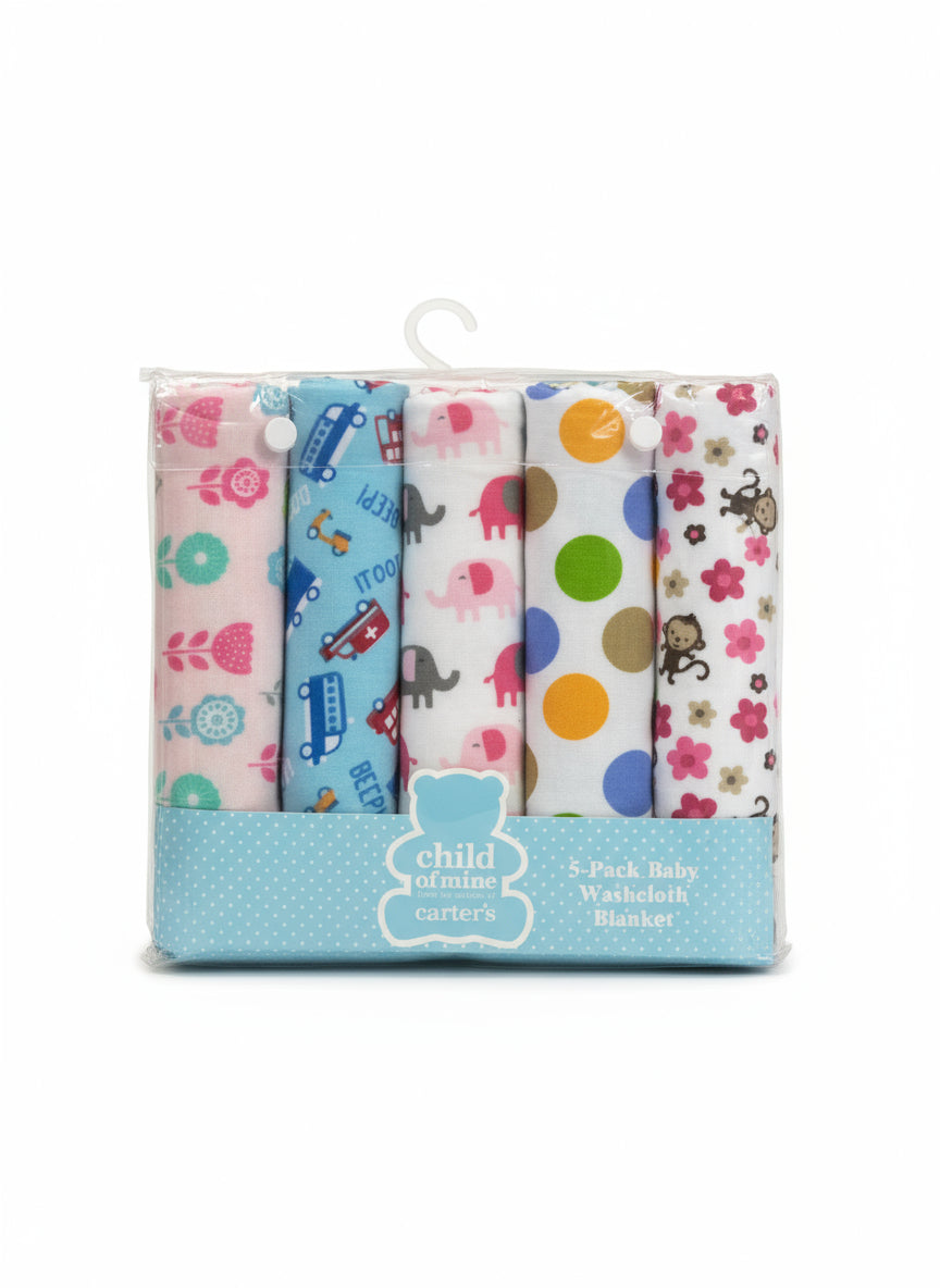 5 Pack Baby Washcloth Blanket