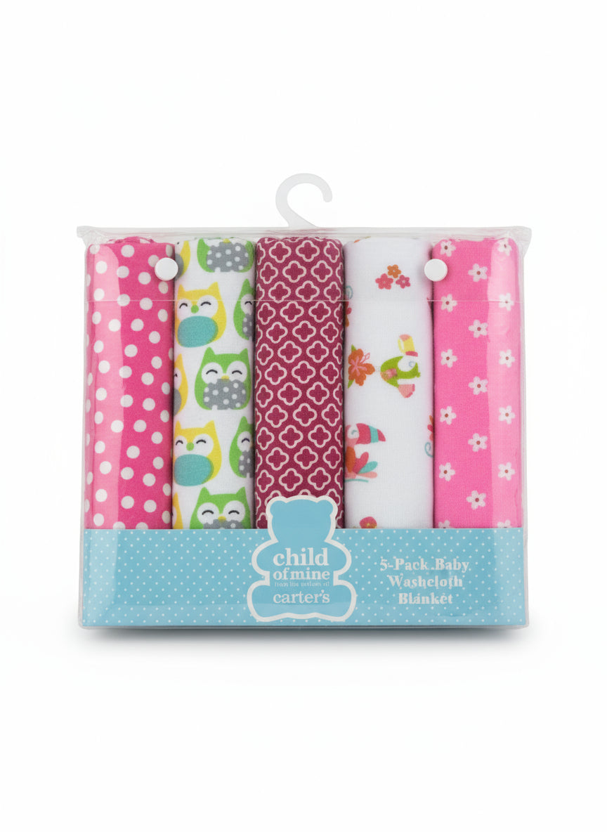 5 Pack Baby Washcloth Blanket