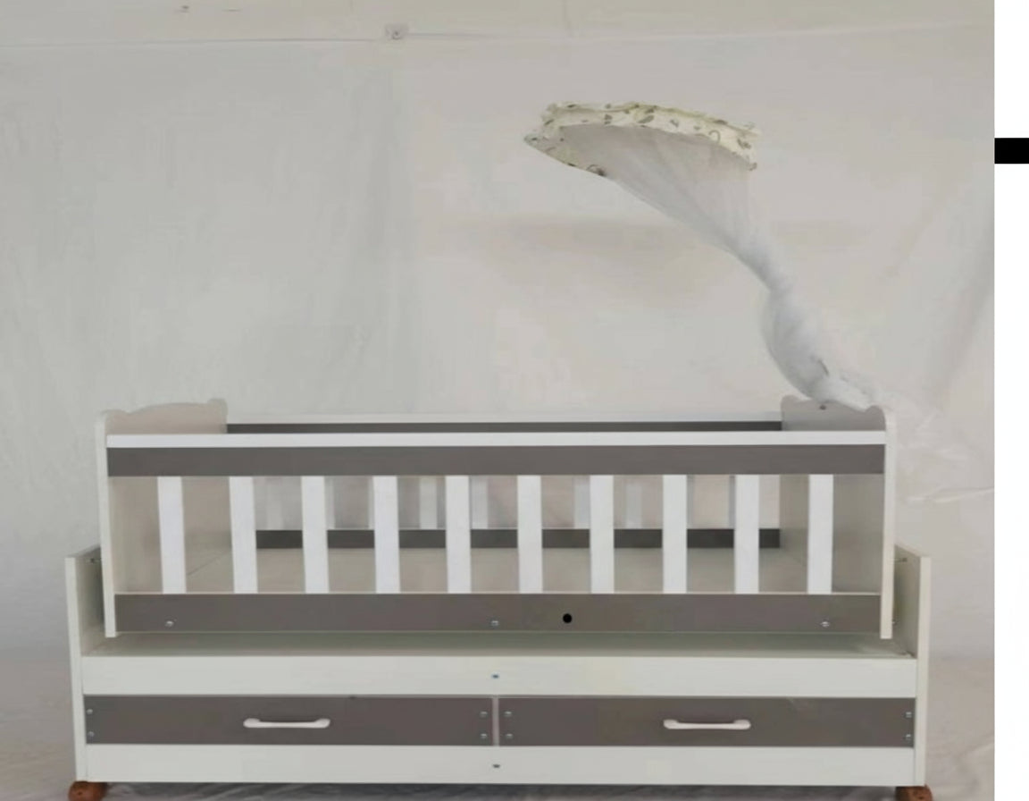 Baby Wooden Crib with Drawers