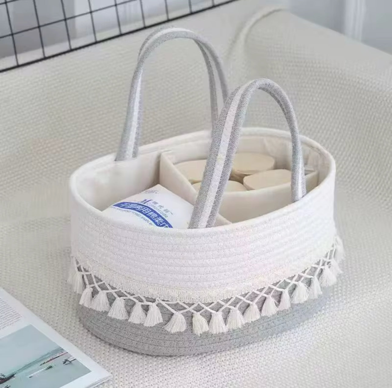 Cotton Rope Daiper Caddy Storage Basket