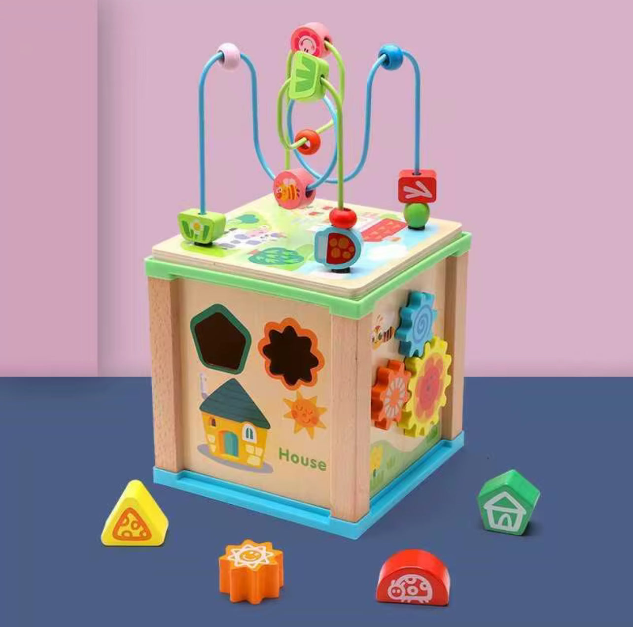 Educational Wooden Kids Activity Cube