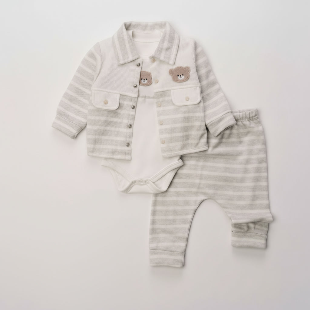 3 Piece Hooded Jacket Long Sleeve Romper