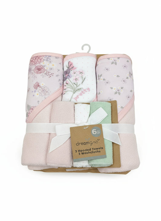 6 Piece Hooded Towel & Washcloth Set